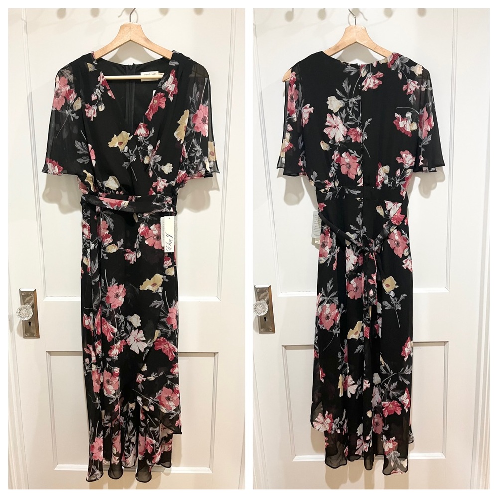 NWT Eliza J Surplice High Low Floral Midi Dress 12